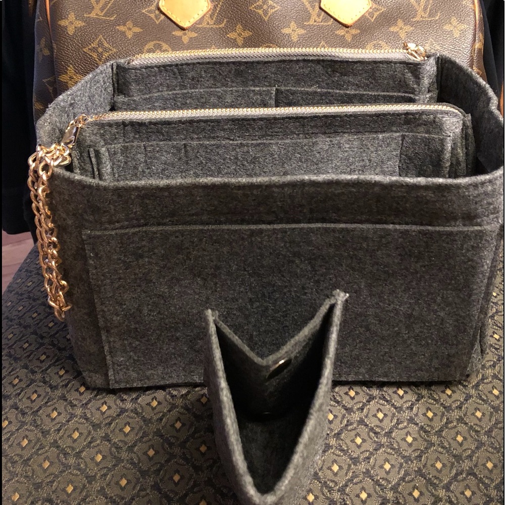 Purse tote Small GREY or BLACK insert + 2 zip compartment +side pocket  PM